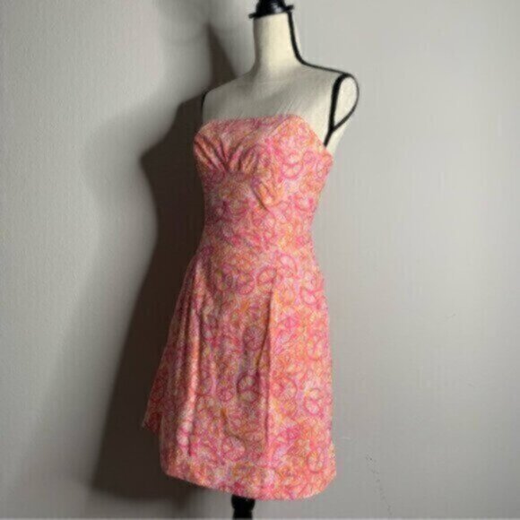 Lilly Pulitzer Delphina Orange & Pink Strapless Mini Dress - Picture 7 of 11